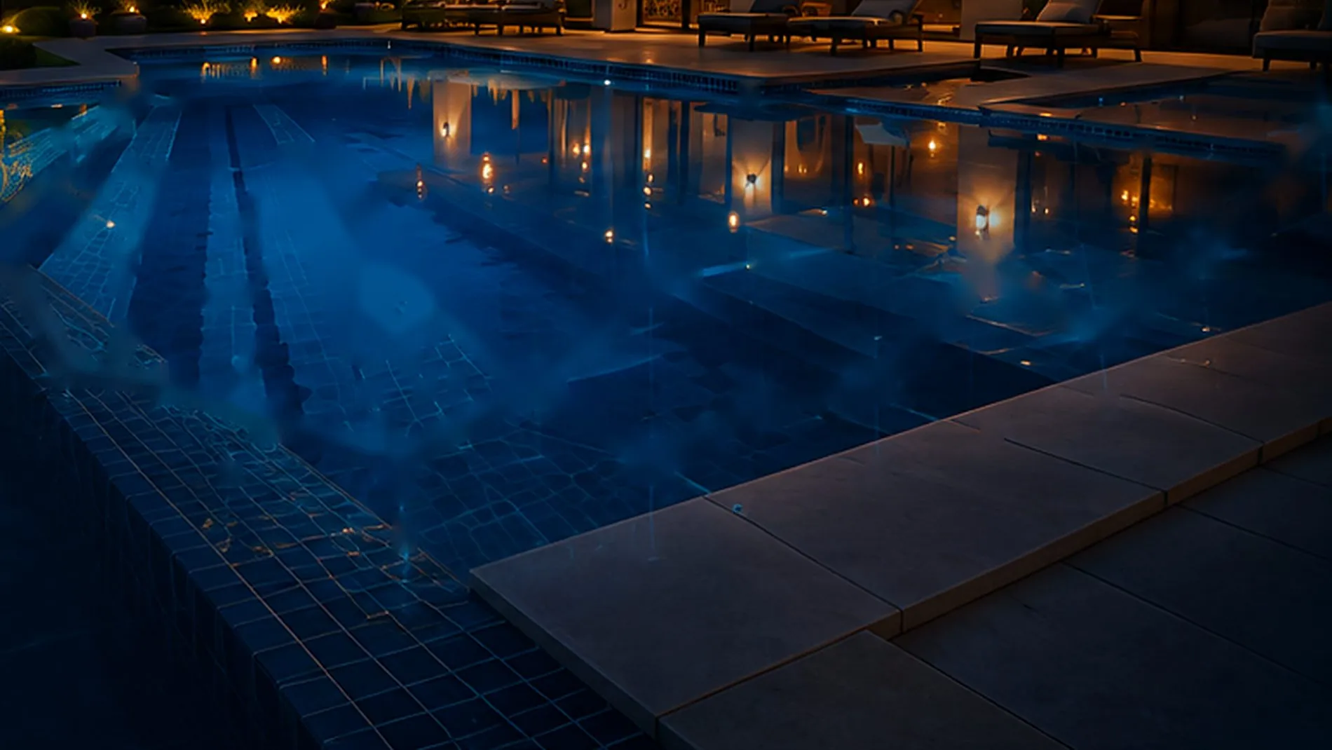 Luxury pool at dusk